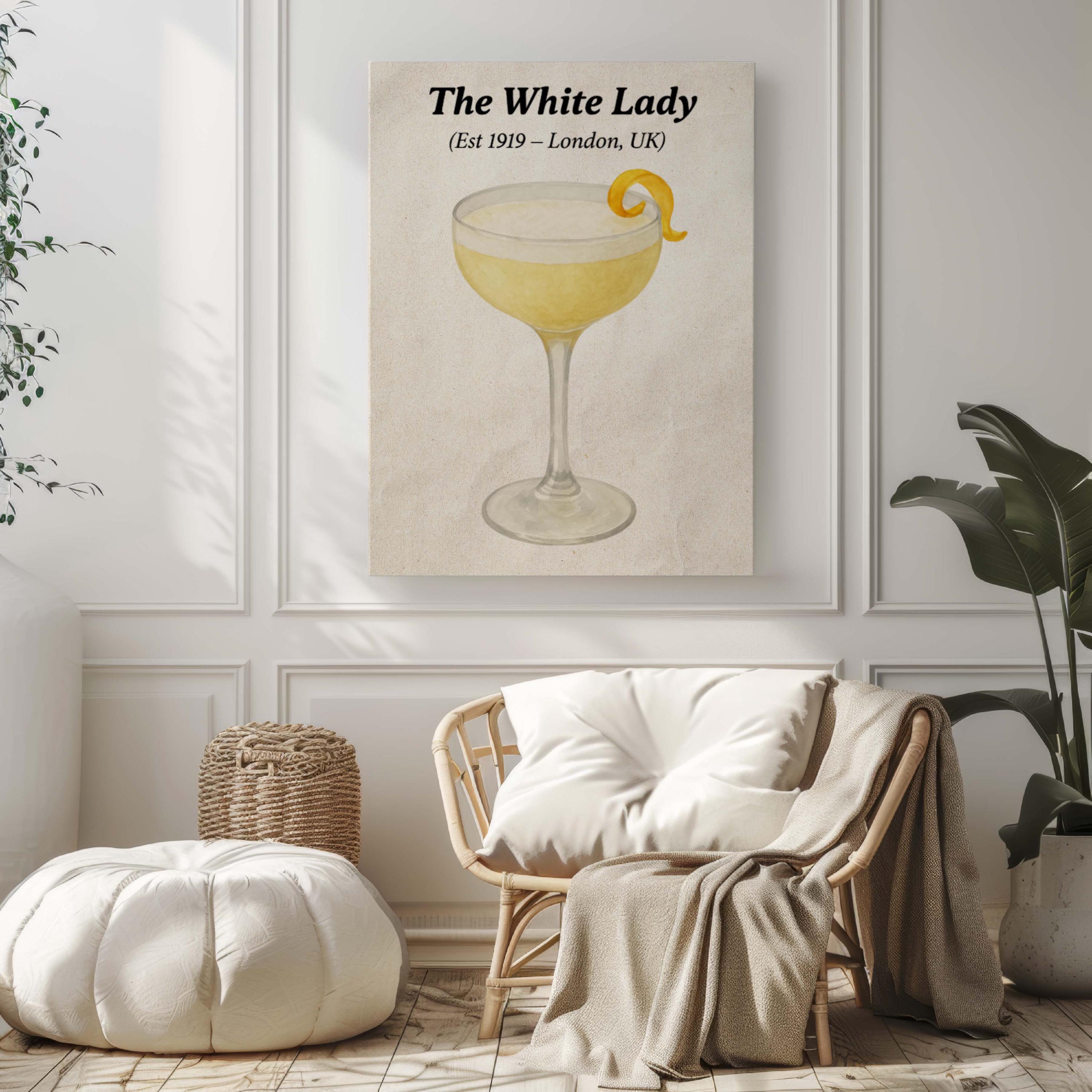 White Lady Cocktail Vintage Wall Art