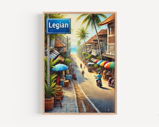 Legian Wall Art, Bali Print, Indonesia Travel Poster, Coastal Scene, Housewarming Gift, Tropical Beach Decor, Personalized Travel Souvenir