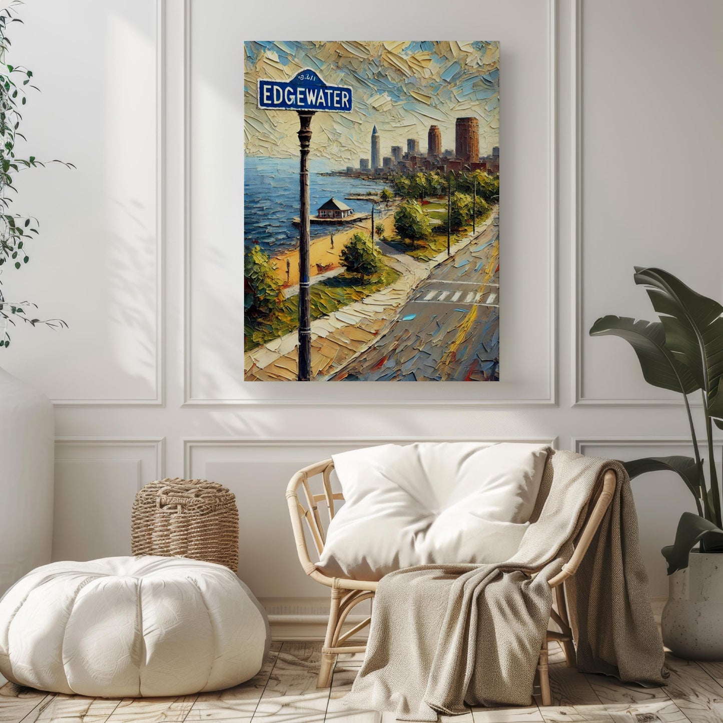 Cleveland Edgewater Wall Art Print - Ohio Travel Poster, Housewarming Gift, American Decor, Cleveland Gift, Landscape Artwork