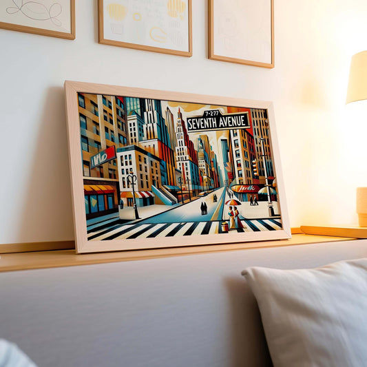 Manhattan Art Seventh Avenue Print, New York City Travel Poster, NYC Wall Art, Housewarming Gift, Modern Urban Decor