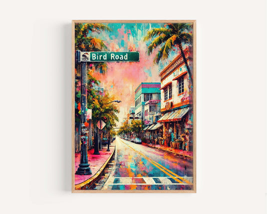 Bird Road Print Miami Artwork, Florida Travel Poster, Colorful Wall Art, Housewarming Gift, FL Travel Print, Vibrant Miami Decor