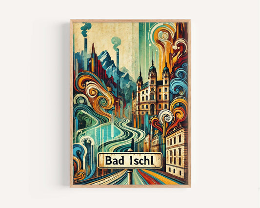 Bad Ischl Art Print – Austria Travel Poster, Europe City Wall Art, Bad Ischl Home Decor, Housewarming Gift, Vintage Style Travel Gift