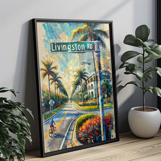 Naples Art Livingston Road Wall Art, Florida Travel Print Poster, Housewarming & Florida Gift, Coastal Home Decor