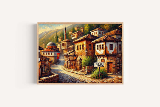 Peja Art Wall Print - Kosovo Travel Poster, European Home Decor, Peja City Gift, Housewarming Wall Art, Unique Kosovo Travel Print