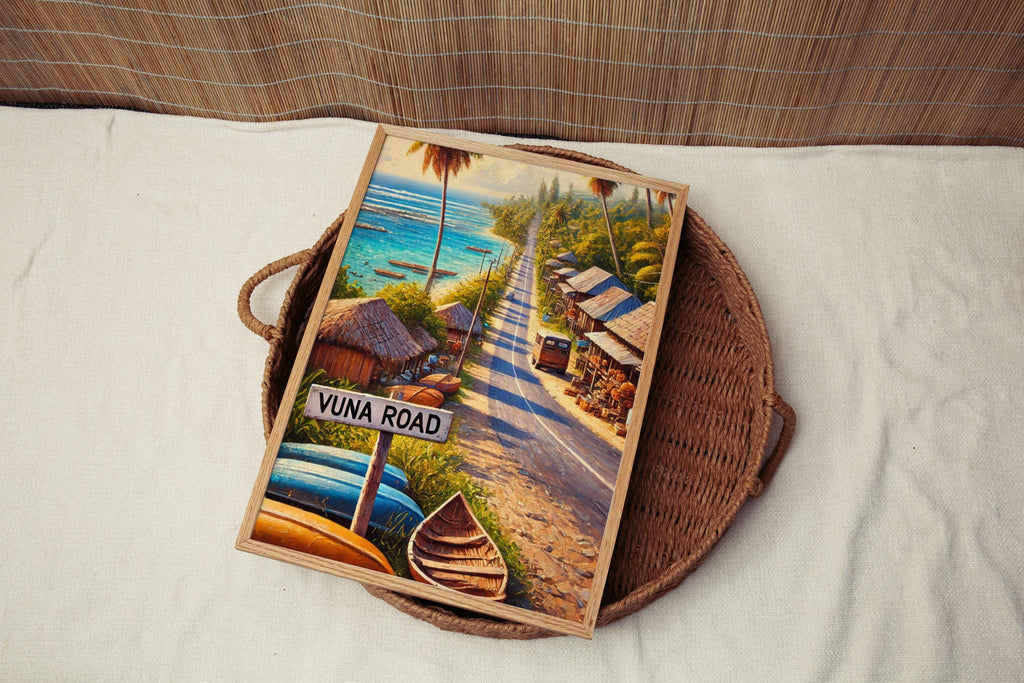 Vuna Road Wall Art, Nukuʻalofa Print, Tonga Travel Poster, Beach Coastline Decor, Tropical Island Gift, Coastal Scene, Fine Art Paper