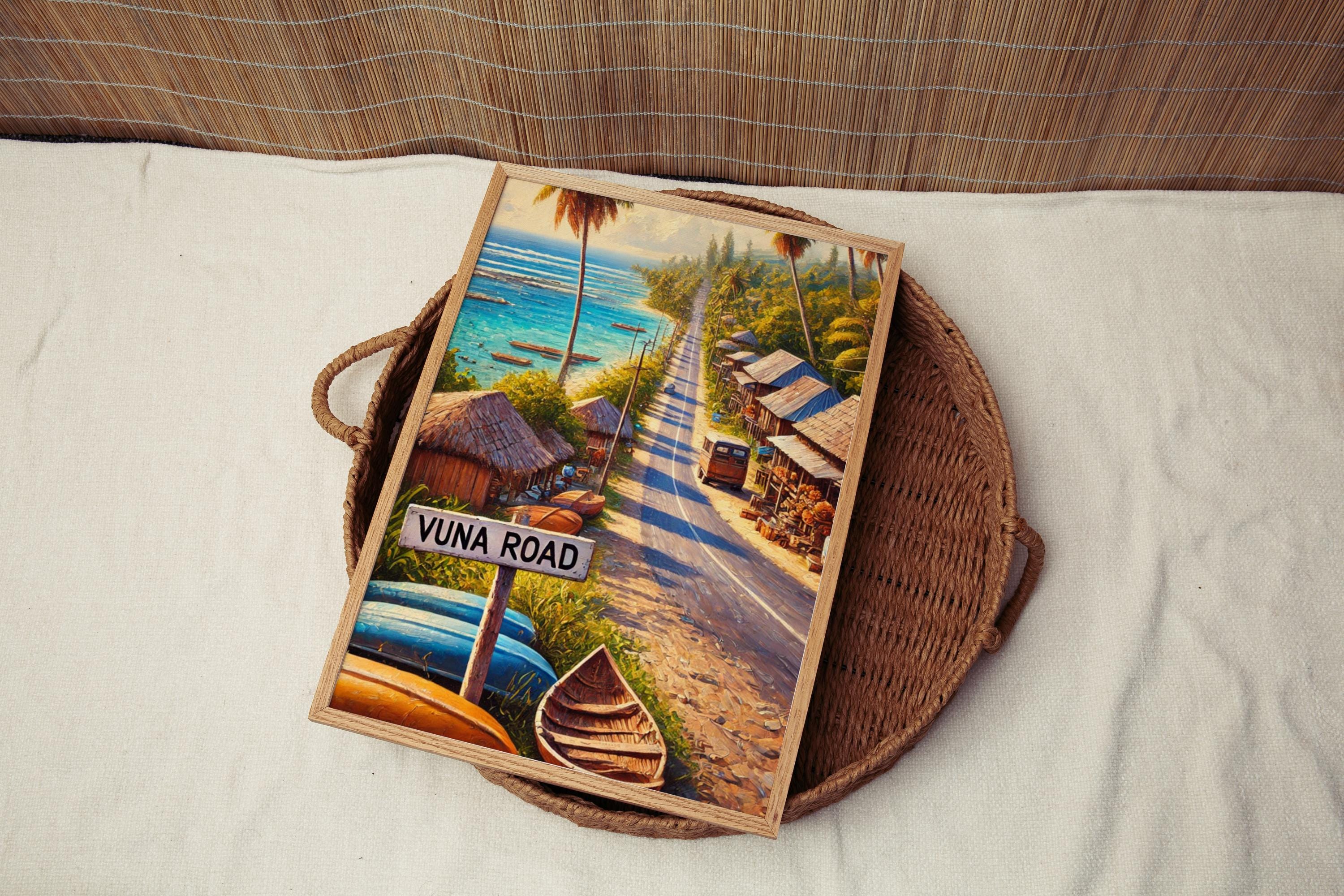 Vuna Road Wall Art, Nukuʻalofa Print, Tonga Travel Poster, Beach Coastline Decor, Tropical Island Gift, Coastal Scene, Fine Art Paper