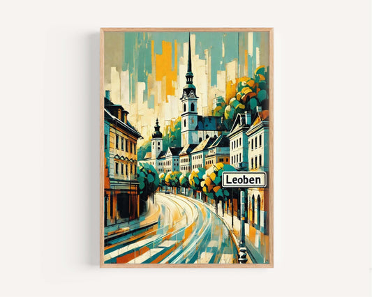 Leoben Art Wall Decor, Austria City Gift, Travel Print & Poster, European Artwork, Housewarming Present, Leoben Travel Wall Art