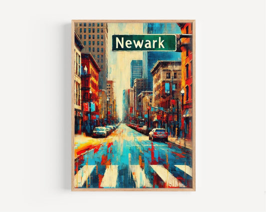 New Jersey Newark Wall Art Print - Travel Poster, USA Decor, New Jersey Gift, Housewarming & American Art Home Decor