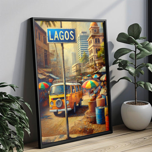 Nigeria Lagos Wall Art Print, African Travel Poster, Modern Home Decor, Housewarming Gift, Nigerian Souvenir, Vibrant Cityscape Artwork