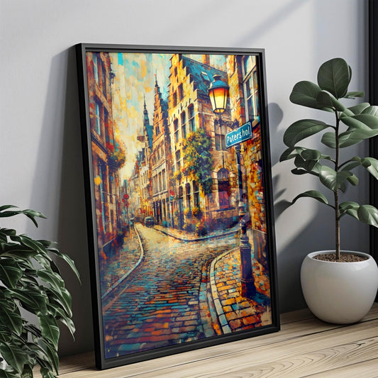 Belgium Patershol Wall Art Print - Ghent Travel Poster, Unique Belgium Gift & Housewarming Decor, Belgium Artwork Collection
