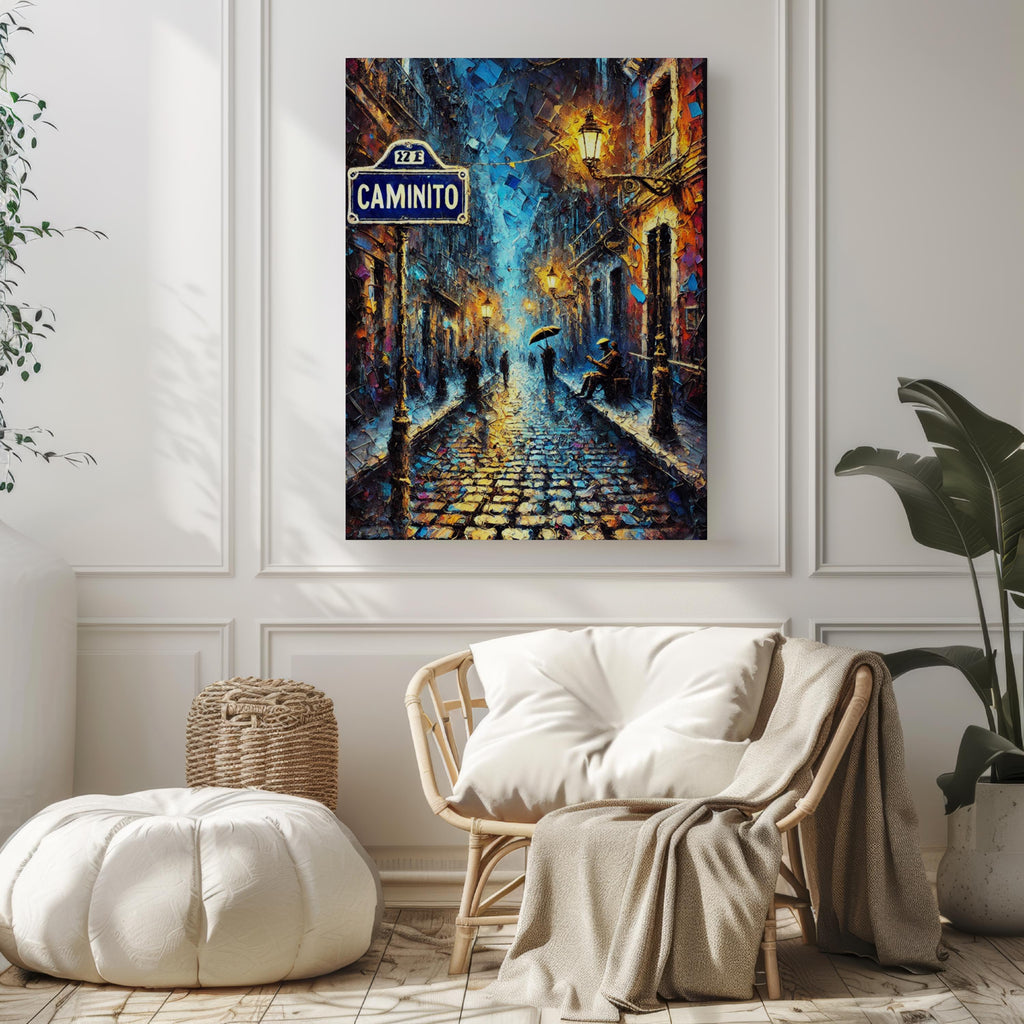 Caminito Oil Painting Art Print: Buenos Aires Argentina Street Sign Travel Poster