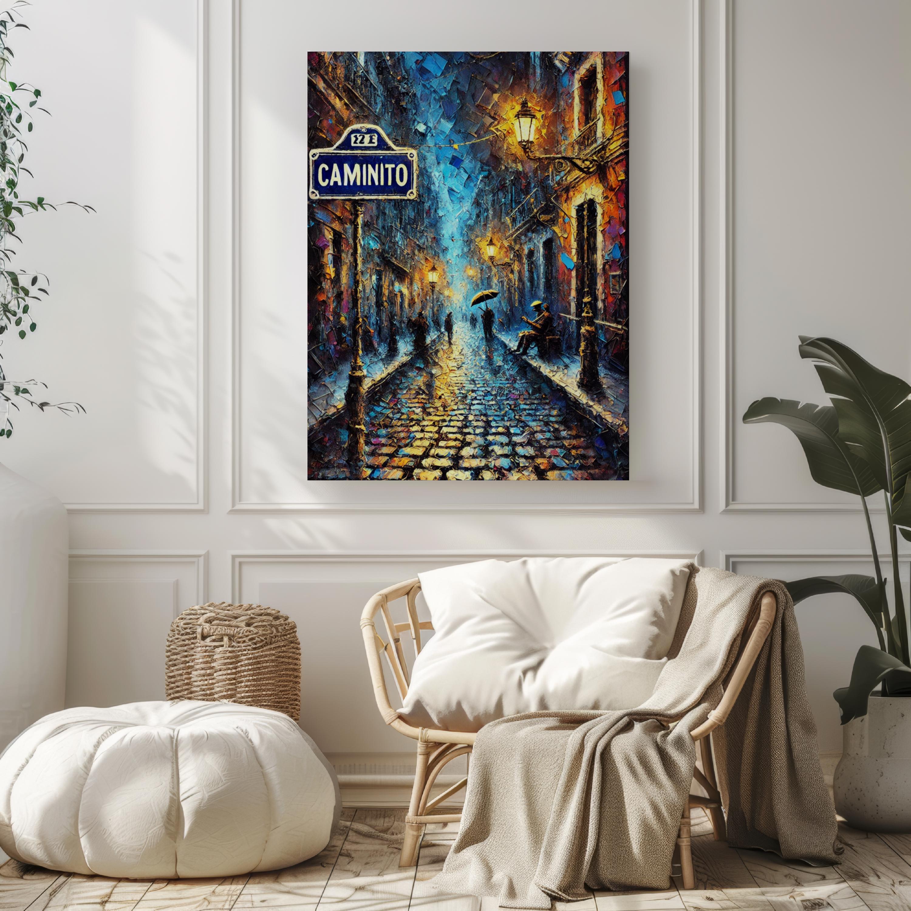 Caminito Oil Painting Art Print: Buenos Aires Argentina Street Sign Travel Poster