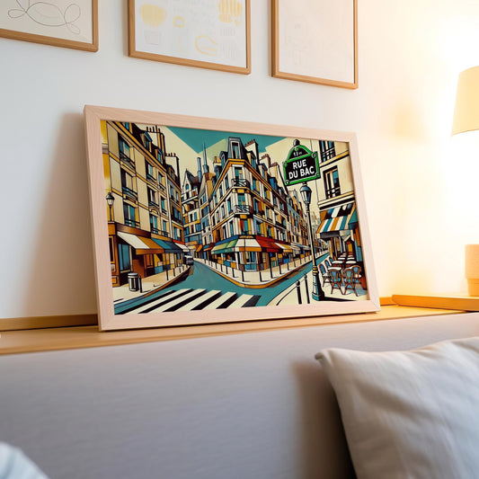 Rue du Bac Wall Art Paris Print, French Decor Travel Poster, Housewarming Gift, France Art, Elegant Parisian Home Decor