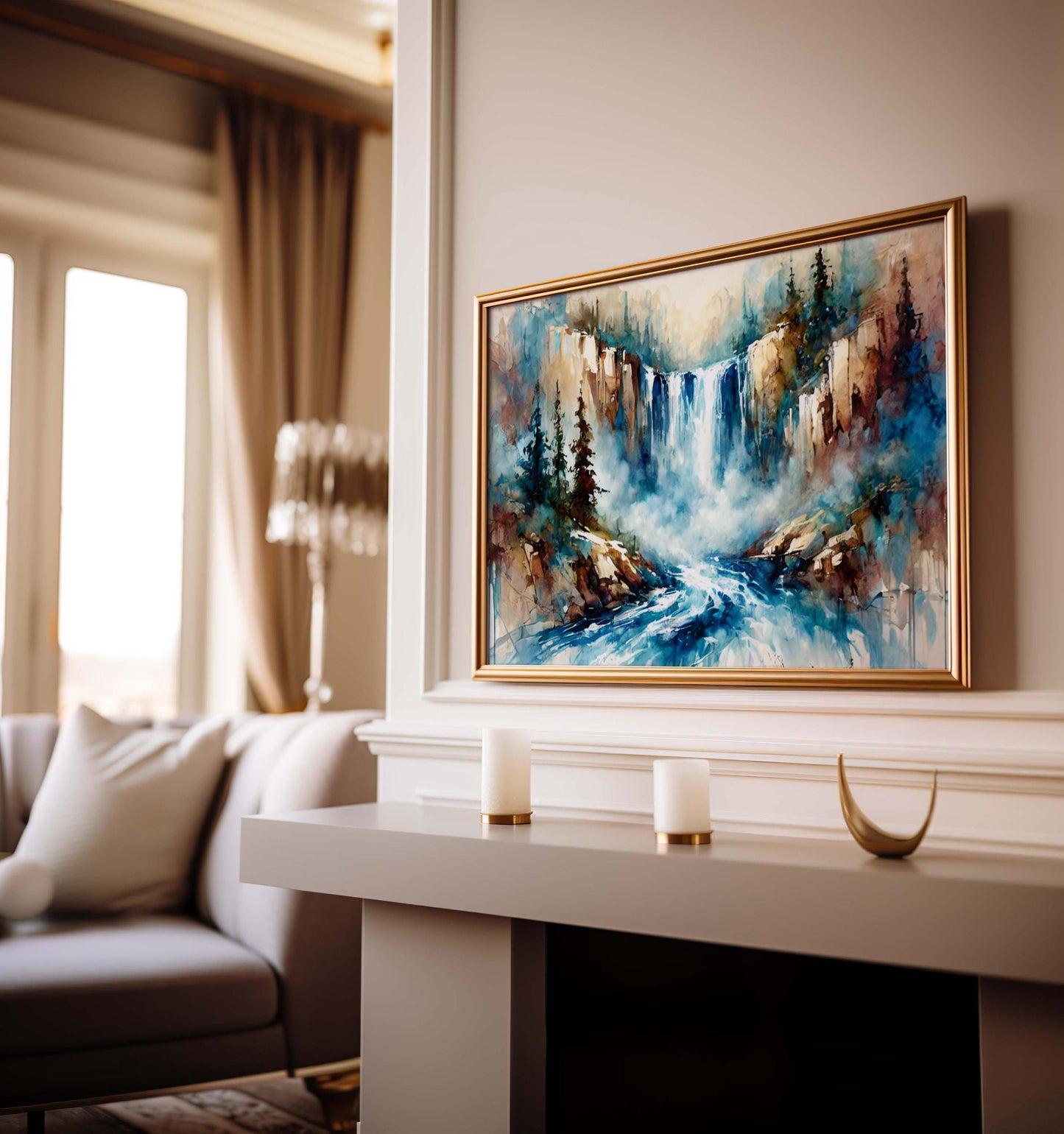 Nature Gift Waterfall Wall Art, Serene Stream Print, Nature Decor, Housewarming & New Home Gift, Family Art, Calming Landscape Print