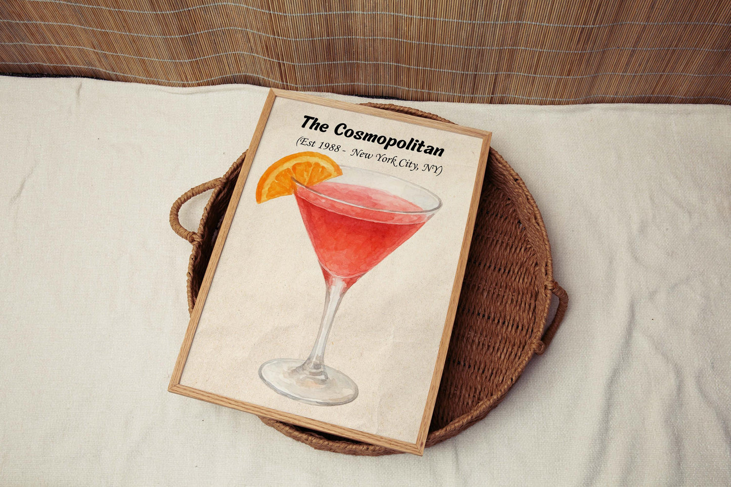 Cosmopolitan Cocktail Art Print, Drink Wall Decor, Bar Sign, Liquor Illustration, Party Decor, Home Bar Accessory, Modern Art, Gift for Her