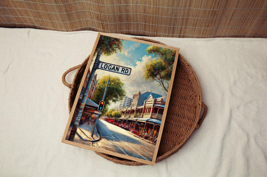Brisbane Logan Rd Wall Art Print - Australian Travel Poster & Souvenir, Housewarming Gift, Modern Brisbane Decor