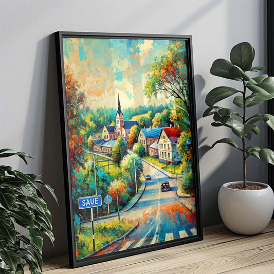 Saue Art Wall Print - Estonia City Travel Poster, European Artwork, Housewarming Gift, Saue Wall Decor,Travel Print,Estonia Map Illustration