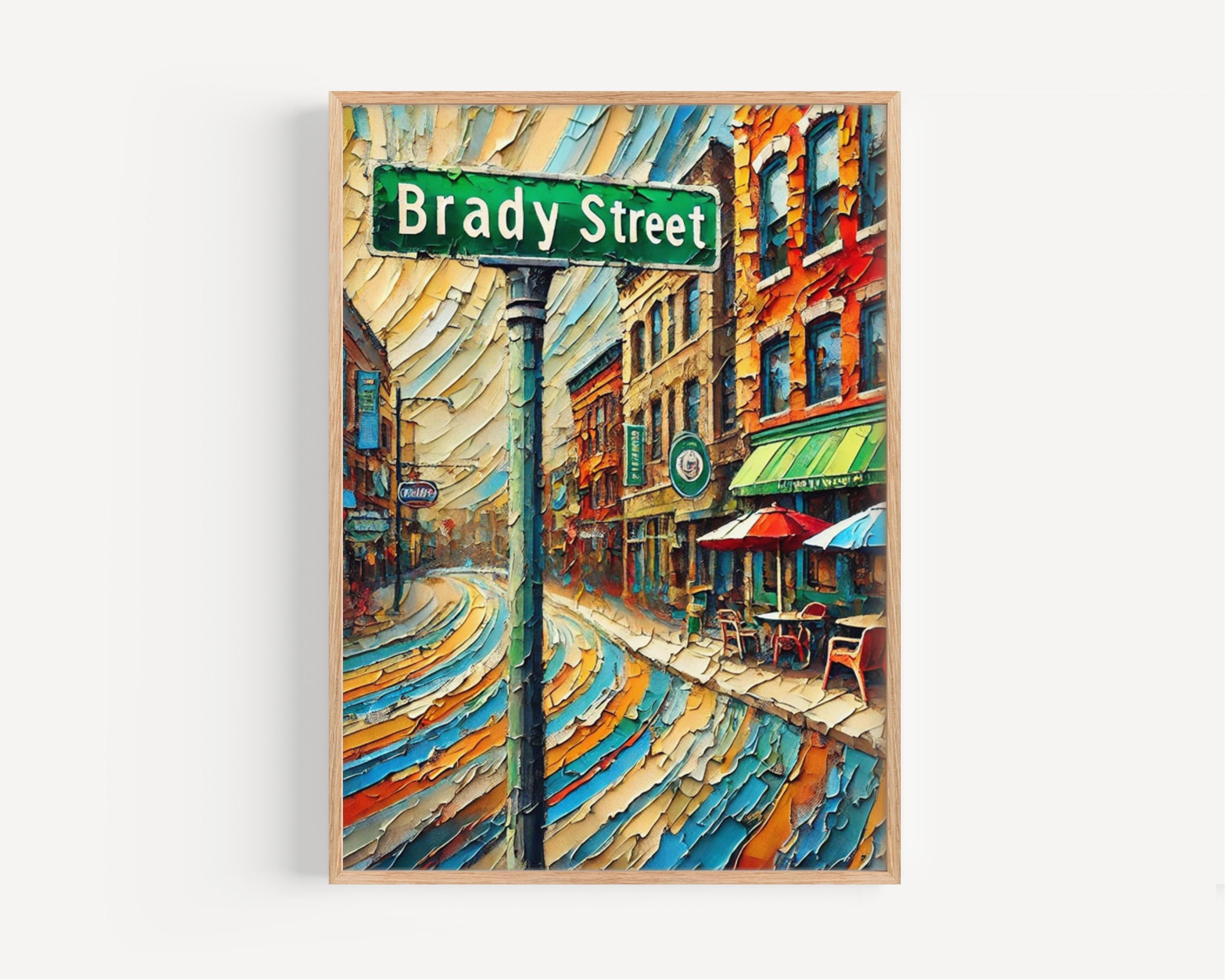 Brady Street Wall Art, Wisconsin Print, American Art, “City” Gift, Travel Souvenir, Travel Poster,  “State” Art, PERSONALIZED GIFT