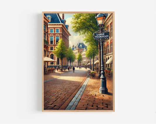 Lange Voorhout Wall Art Print - The Hague Travel Poster, Netherlands Gift, Housewarming Decor, Dutch City Art, Lange Voorhout Travel Print