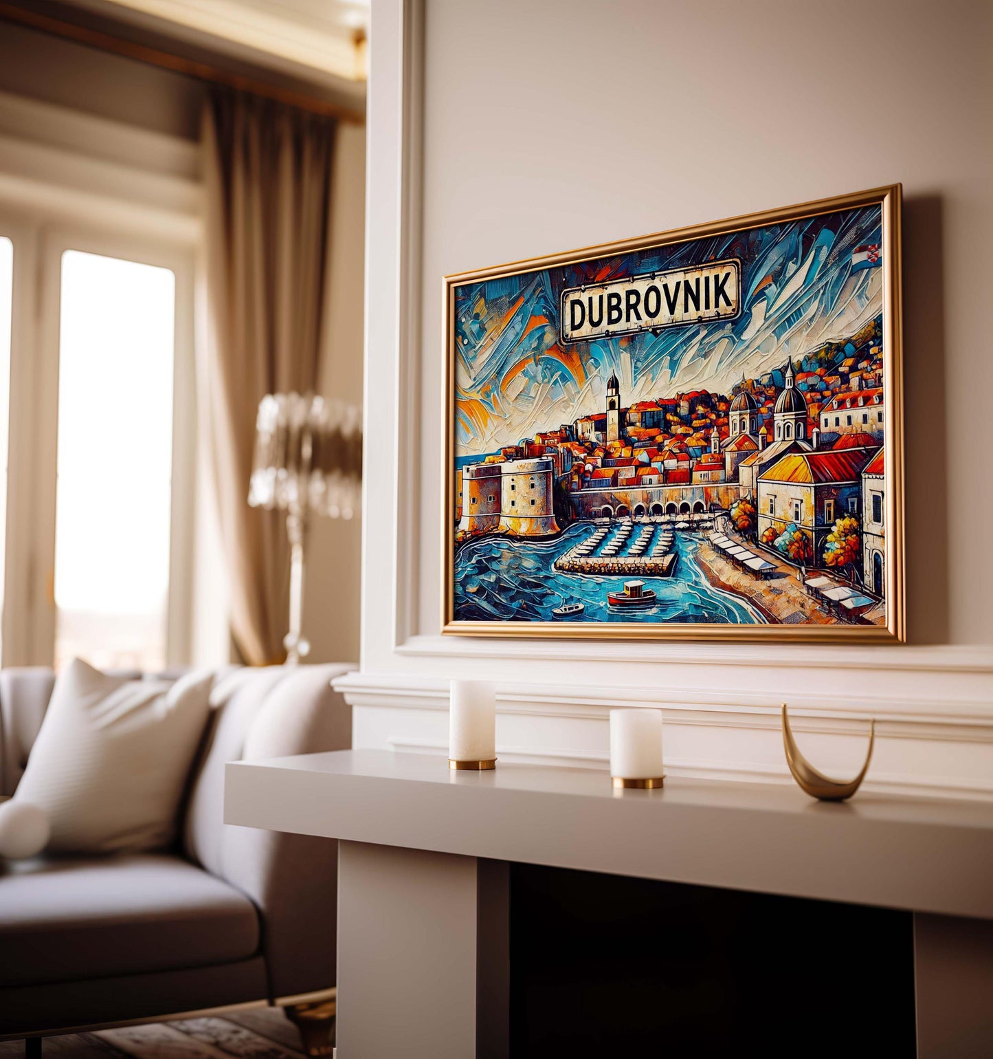 Dubrovnik Art Wall Print - Travel Poster of Croatia, European Cityscape, Housewarming & Travel Gift, Rustic Home Decor, Coastal Wall Art