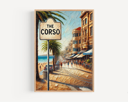 The Corso Wall Art Manly Print Australia Travel Poster Gift Souvenir | Home Decor, Housewarming, Personalized Gift, Street Sign Art