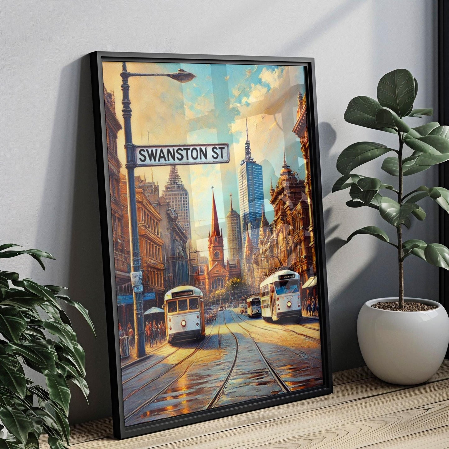 Melbourne Swanston St Wall Art, Travel Poster Print, Australia Gift & Housewarming Home Decor, Melbourne Cityscape Artwork