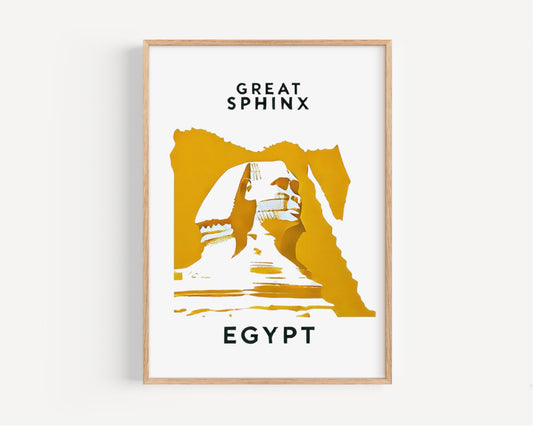 Egypt Great Sphinx Wall Art Print - Travel & History Home Decor, Egypt Gift, College Dorm Artwork, Housewarming Present
