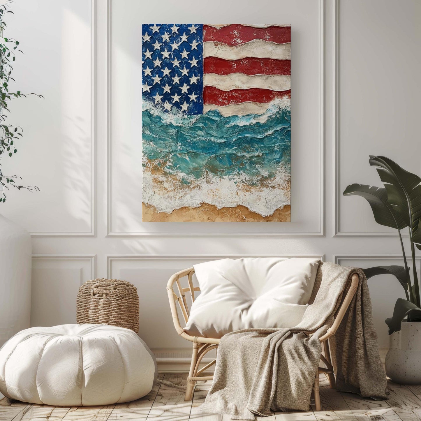 USA Beach Wall Art Poster - Patriotic United States Home Decor for Beach House & Summer Living