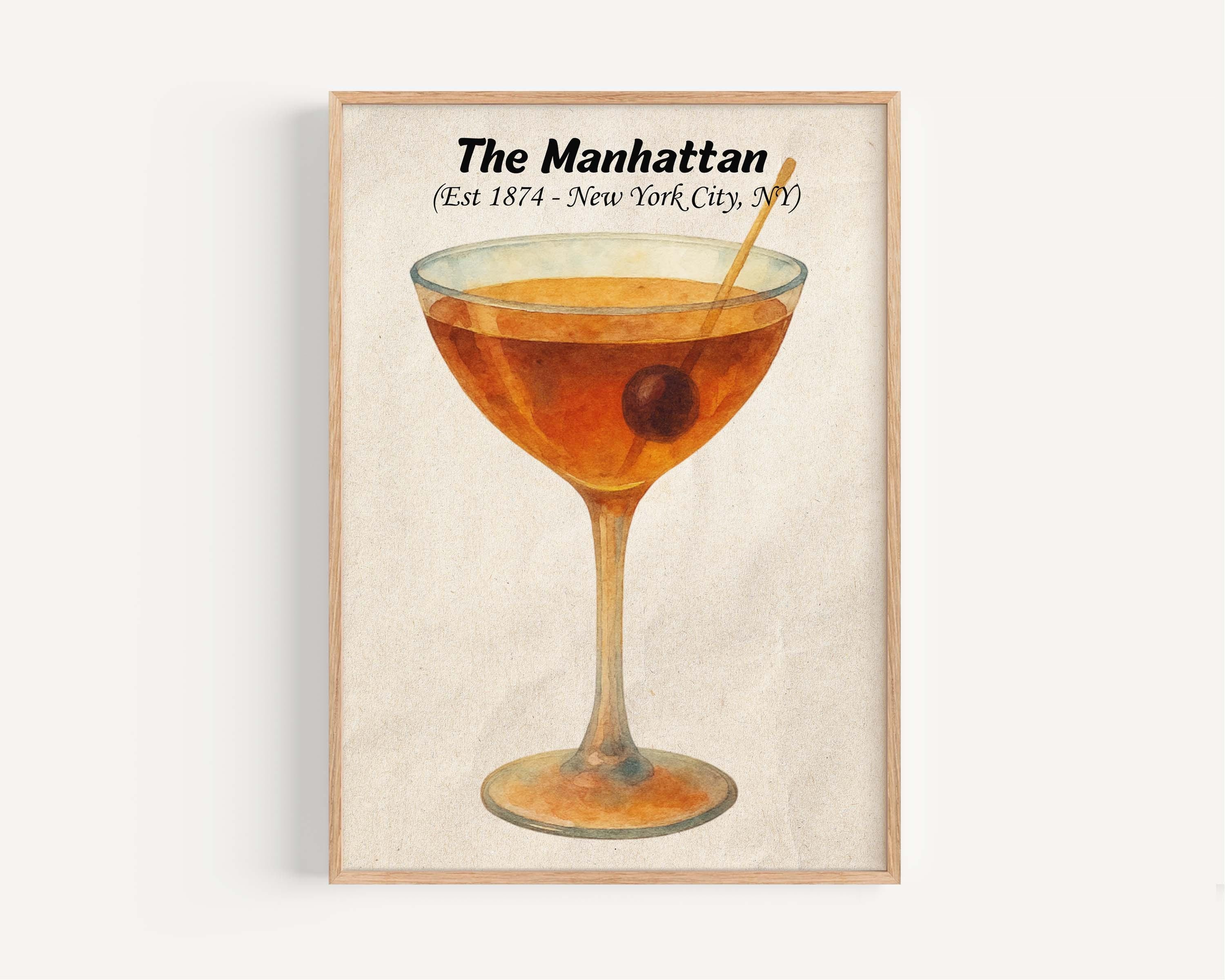 Manhattan Cocktail Wall Art Vintage