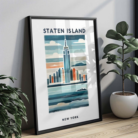 Staten Island Print Wall Art - NYC Travel Decor, New York City Gift, Modern Home & College Dorm Poster, Housewarming Wall Art