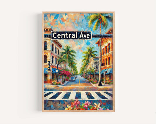 Central Ave Print – Naples Florida Wall Art, Travel Poster, Florida Gift, Housewarming Decor, Coastal Beach Art, FL Travel Print