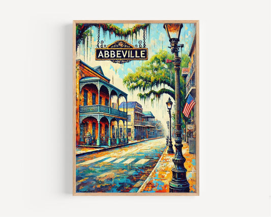 Louisiana Abbeville Wall Art Print - Travel Poster & Housewarming Gift, American Art Decor, Louisiana Gift