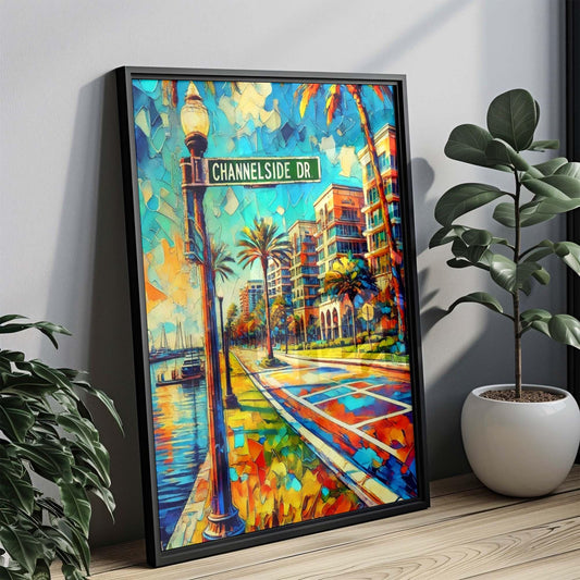 Channelside Drive Wall Art Tampa Florida Travel Print, Channelside Drive Poster for Home Decor & Florida Gift