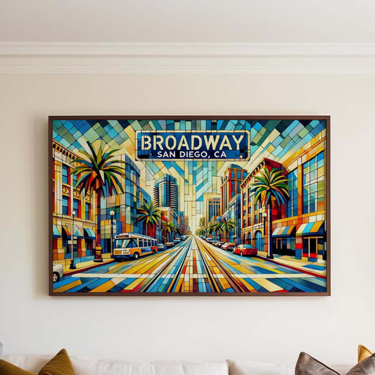 Broadway Print San Diego Wall Art Travel Poster California Gift Housewarming Decor Cali Art Travel Print