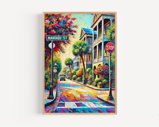 Charleston Montagu St Wall Art Travel Print South Carolina Gift Housewarming Poster Charleston Decor