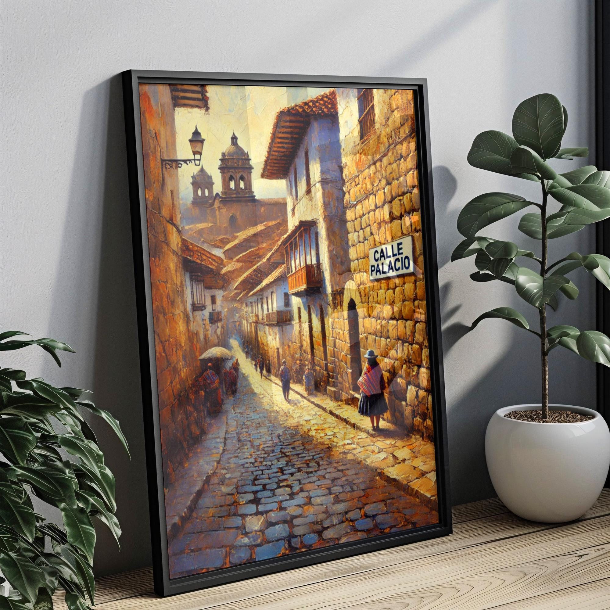 Calle Palacio Wall Art Peru Print | Town Street Scene | Colonial Architecture | Travel Souvenir | Peruvian Decor | Personalized Gift