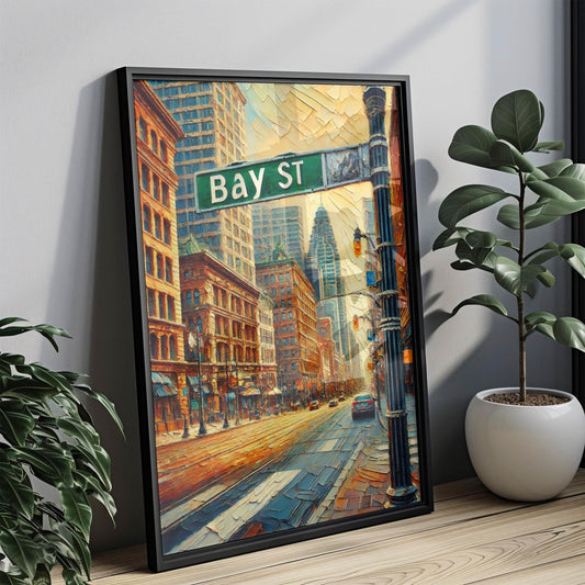 Canada Wall Art Toronto Travel Print | Modern Canada Cityscape Poster | Bay St Housewarming Decor Gift
