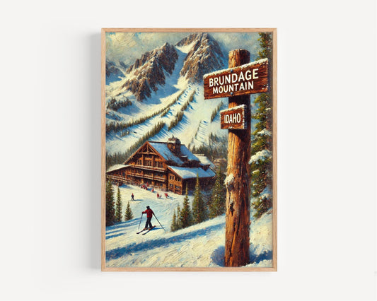 Brundage Mountain Ski Resort Art Print: Idaho Travel Poster
