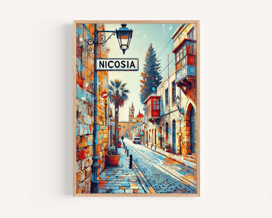 Nicosia Art Print – Cyprus City Wall Art, Travel Poster, European Home Decor, Housewarming Gift, Nicosia Travel Map, Cyprus Artwork