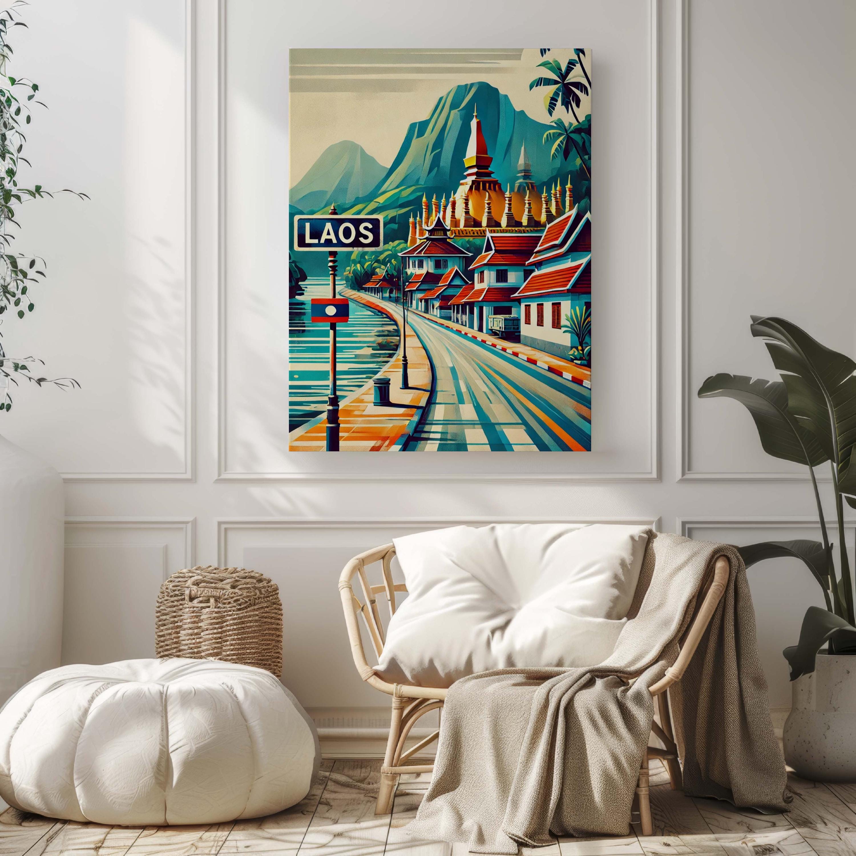 Laos Art Travel Print - Asian City Wall Art, Beautiful Asia Poster, Housewarming Gift, Laos Decor, Travel Poster, Asian Artwork