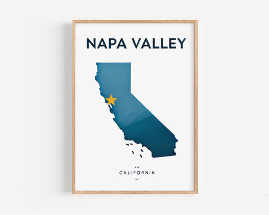 California Napa Valley Wall Art Print - Travel & Home Decor, Housewarming or College Gift, Rustic California Artwork