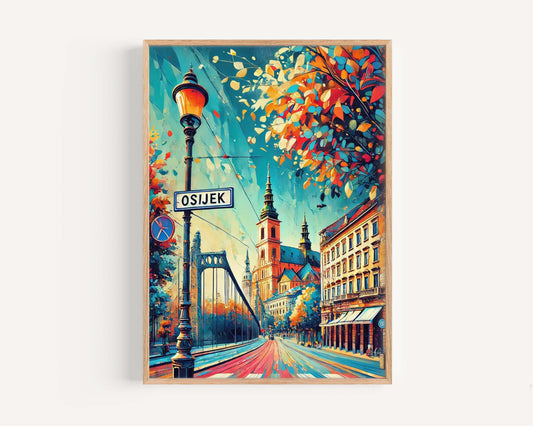 Osijek Art: Croatian City Wall Print, Travel Poster & Housewarming Gift, Europe Home Décor, Osijek Travel Art