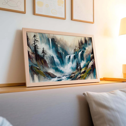 Nature Gift Waterfall Wall Art, Natural Stream Print, Nature Decor, Housewarming & New Home Art, Family Room Printable Canvas