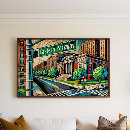 Eastern Parkway Wall Art Print - Brooklyn Travel Poster, New York City Gift, Housewarming Decor, Modern Urban Illustration