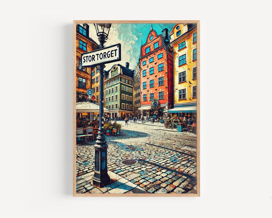 Stortorget Wall Art Print - Stockholm Travel Poster, Sweden Art Souvenir, Housewarming Gift, Scenic Stortorget Square Decor