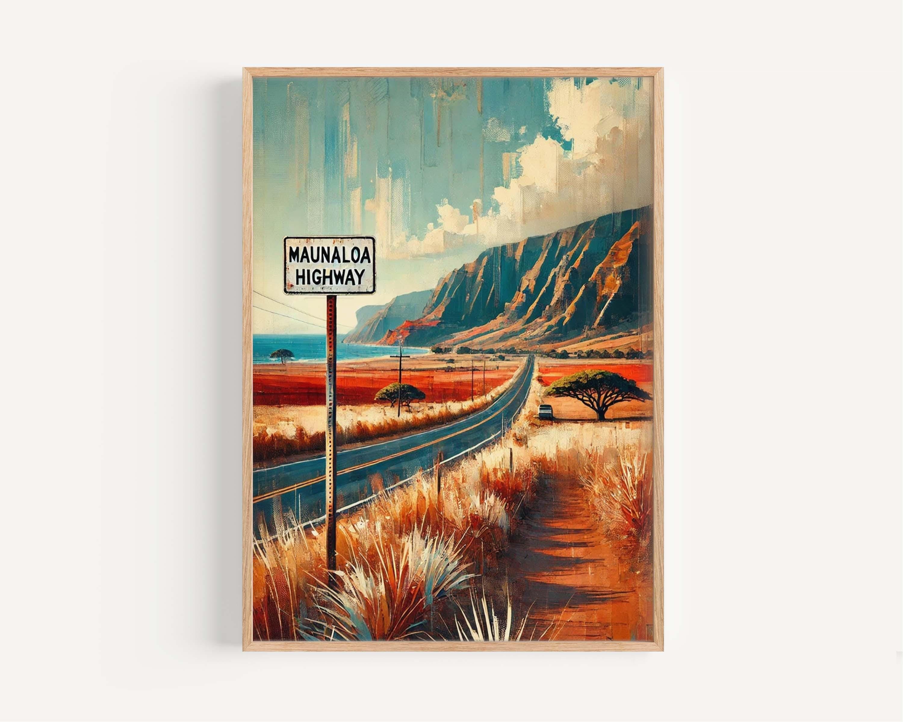 Maunaloa Highway Wall Art - Molokai Travel Print & Hawaii Poster, Scenic Road Landscape, Housewarming Gift, Tropical Home Decor