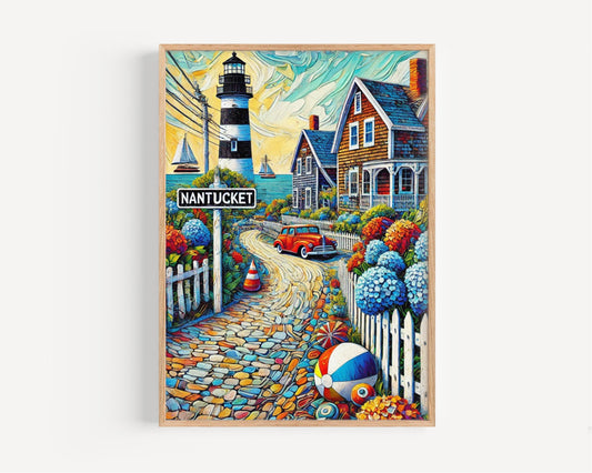 Massachusetts Nantucket Wall Art Print - Travel Poster & USA Home Decor - Perfect Housewarming Gift
