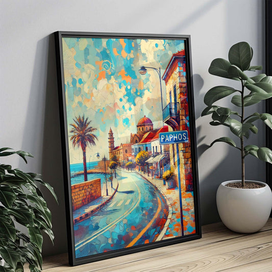 Paphos Art Print - Cyprus Travel Poster Wall Art, European Cityscape Gift, Housewarming Decor, Unique Travel Artwork