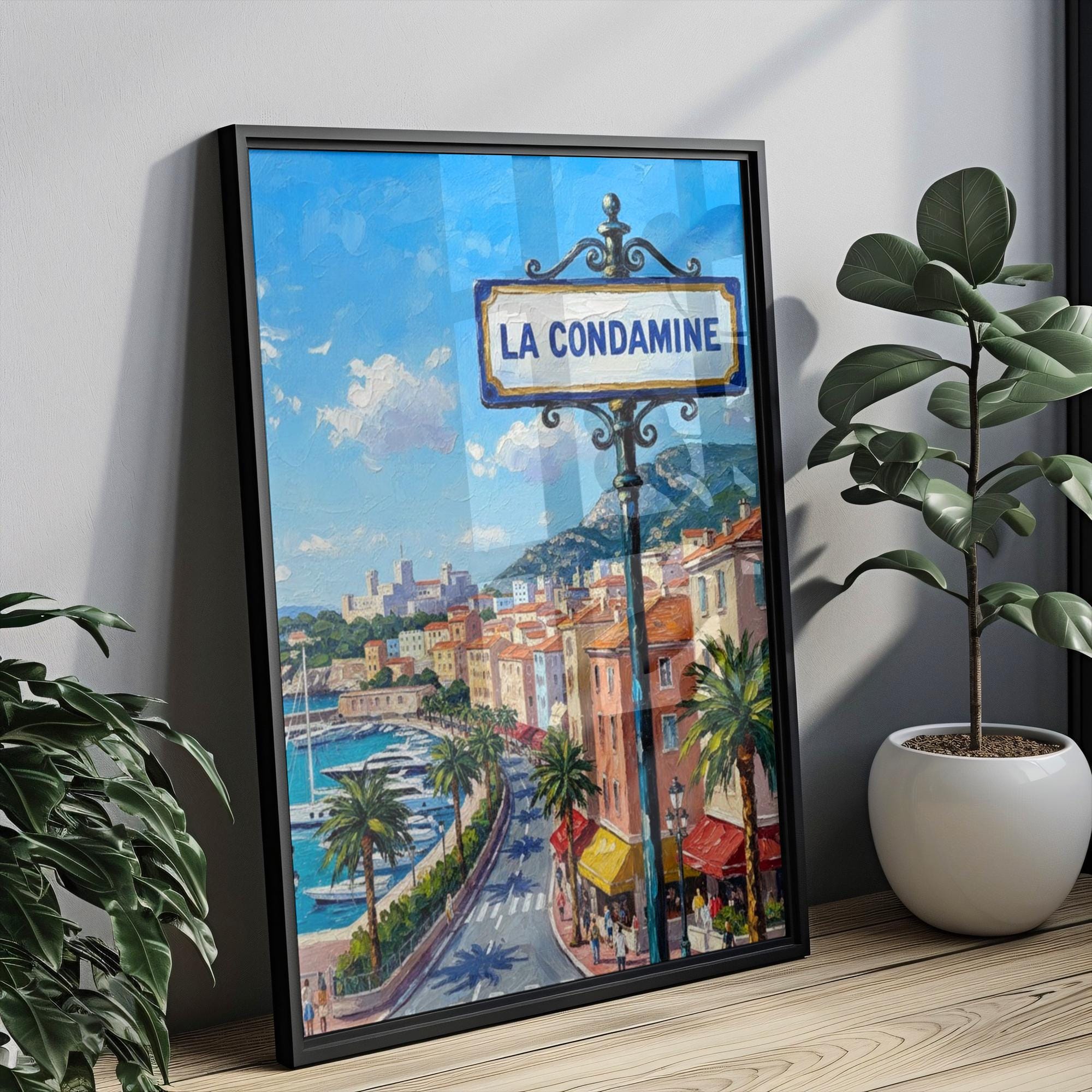 La Condamine Wall Art Print: Monaco Port District Travel Poster