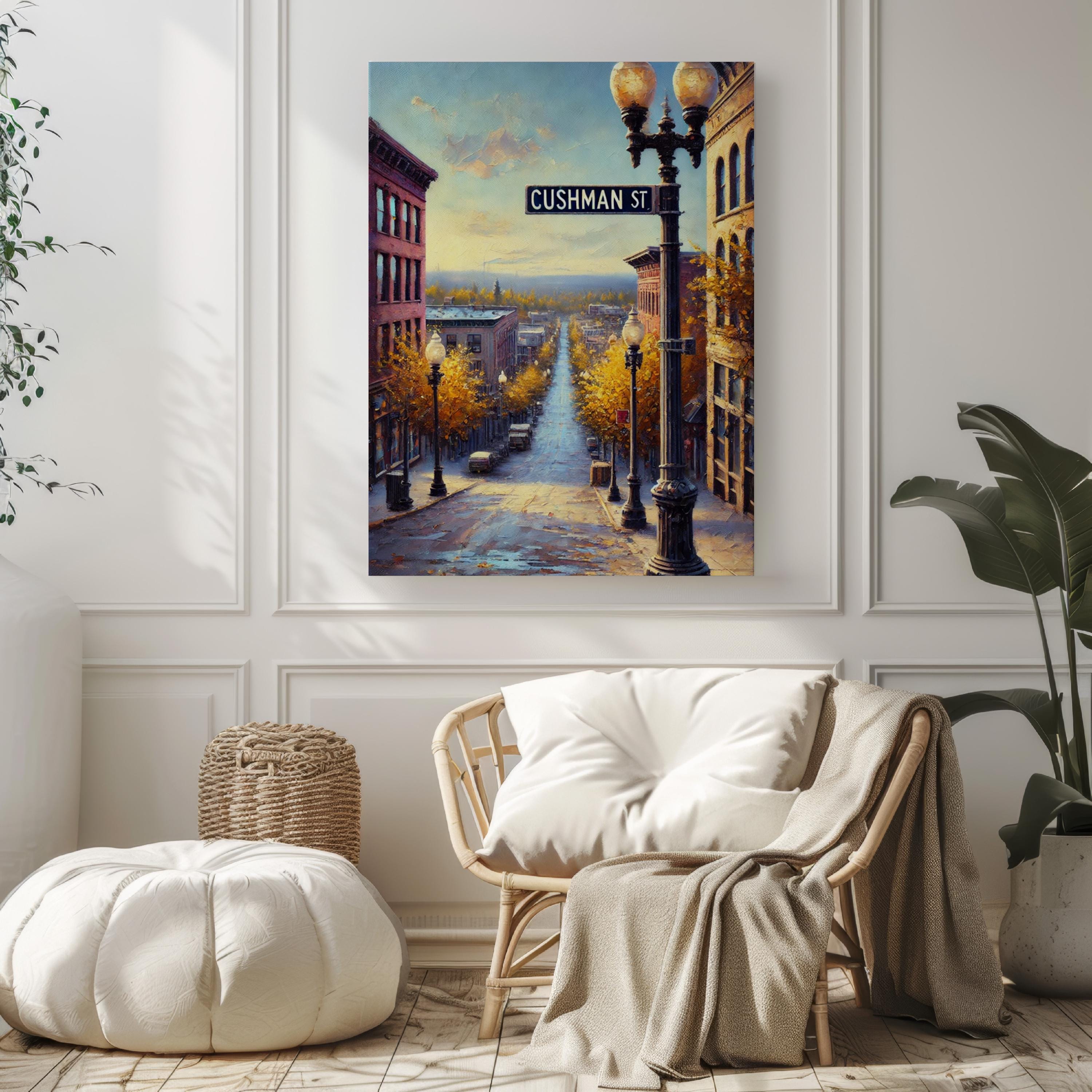 Fairbanks Alaska Print, Cushman Street, Cityscape Travel Poster